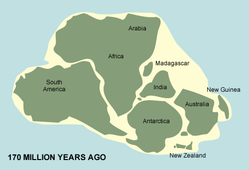 170 Million Years Ago map
