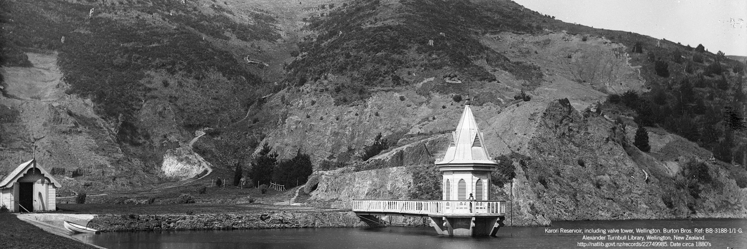 Karori Reservoir, including valve tower, Wellington
